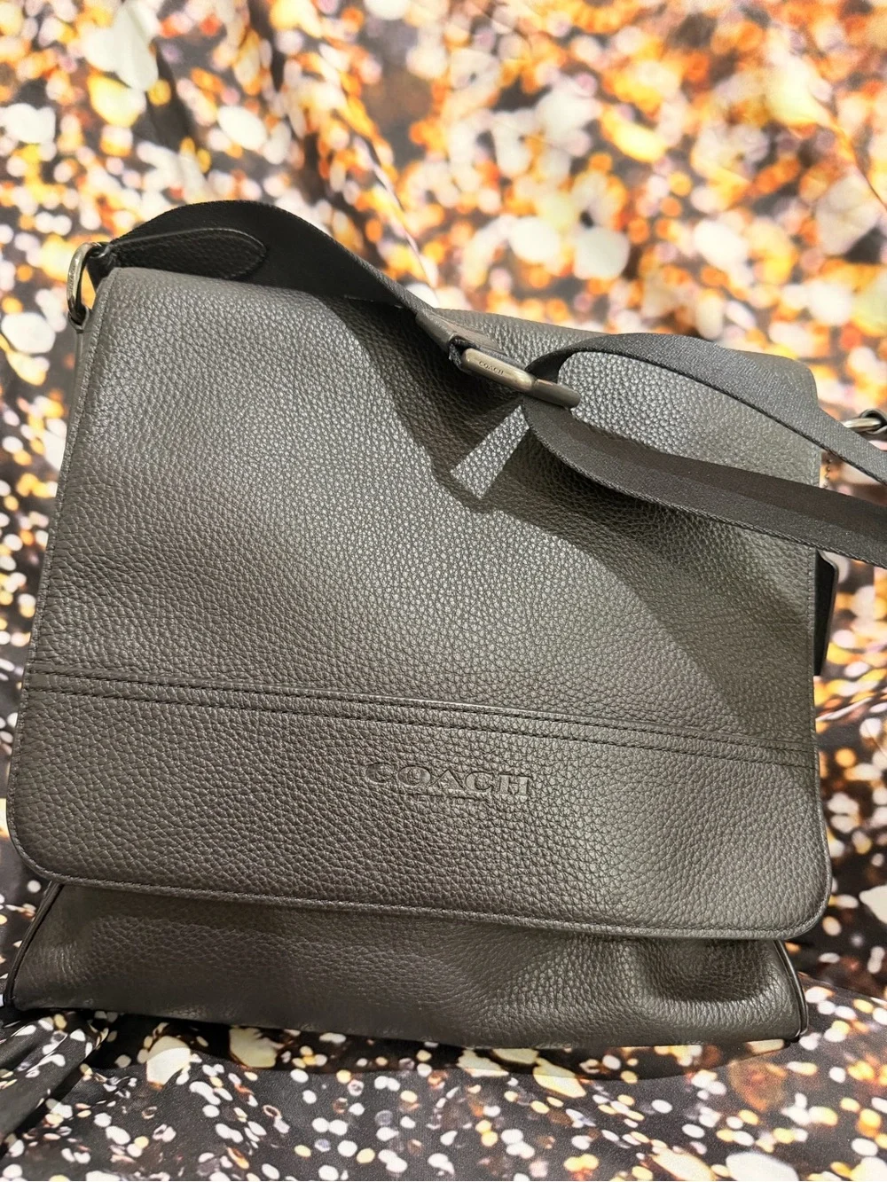 Coach Black Pebbled Leather Men's Messenger Bag